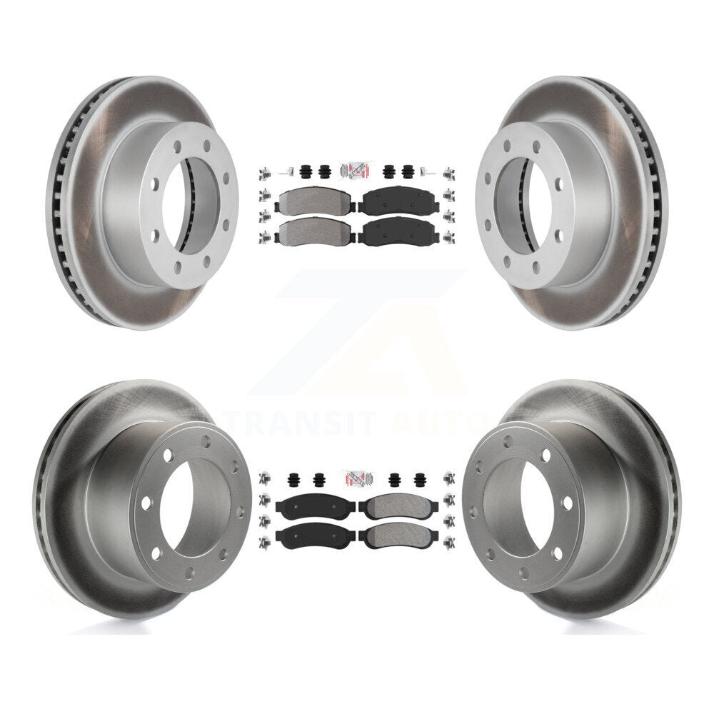 Front Rear Semi-Metallic Pad & Coated Brake Rotor Kit For Ford F-350 Super Duty F-250 4WD KGA-103114
