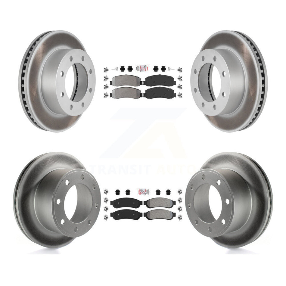 Front Rear Semi-Metallic Pad & Coated Brake Rotor Kit For Ford F-350 Super Duty F-250 4WD KGA-103114