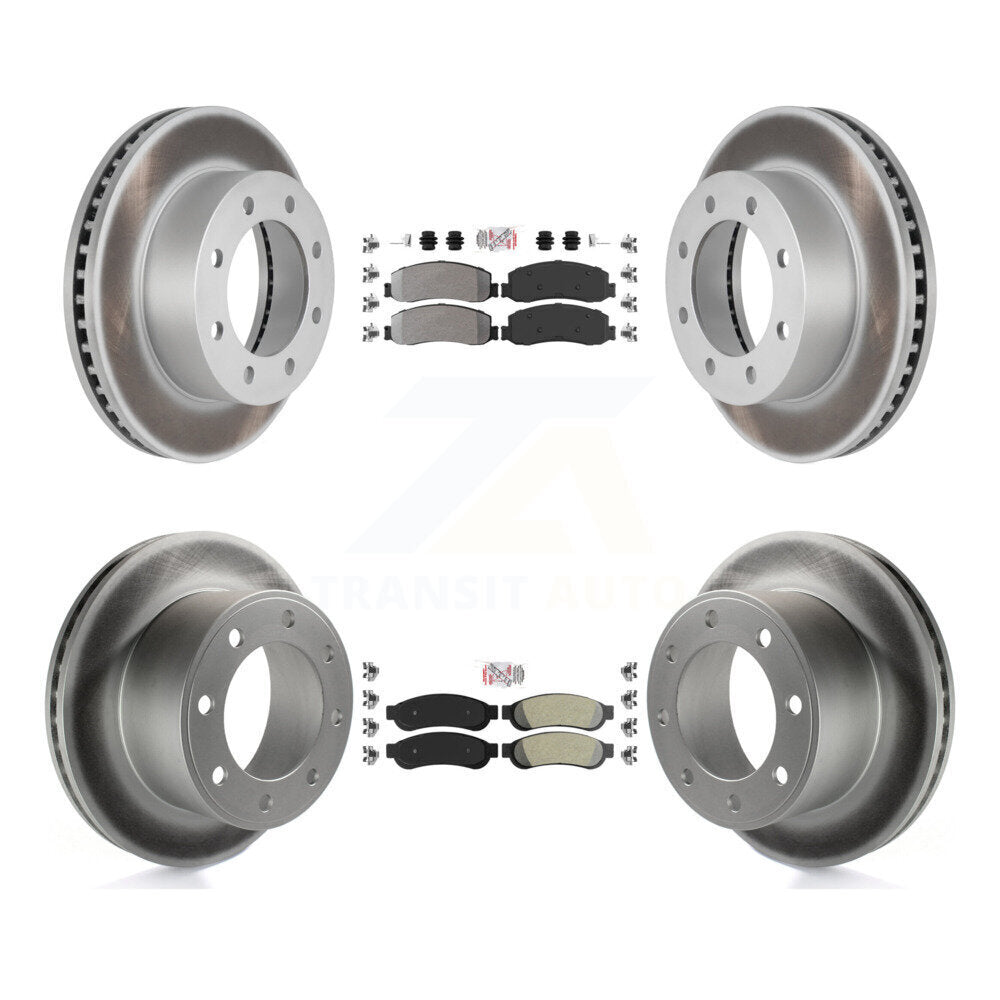 Front Rear Semi-Metallic Pad & Coated Brake Rotor Kit For Ford F-350 Super Duty F-250 4WD KGA-103116