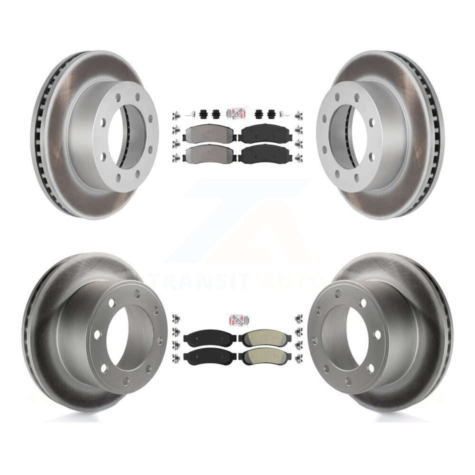 Front Rear Semi-Metallic Pad & Coated Brake Rotor Kit For Ford F-350 Super Duty F-250 4WD KGA-103116