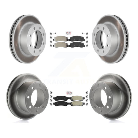 Front Rear Semi-Metallic Pad & Coated Brake Rotor Kit For Ford F-350 Super Duty F-250 4WD KGA-103117