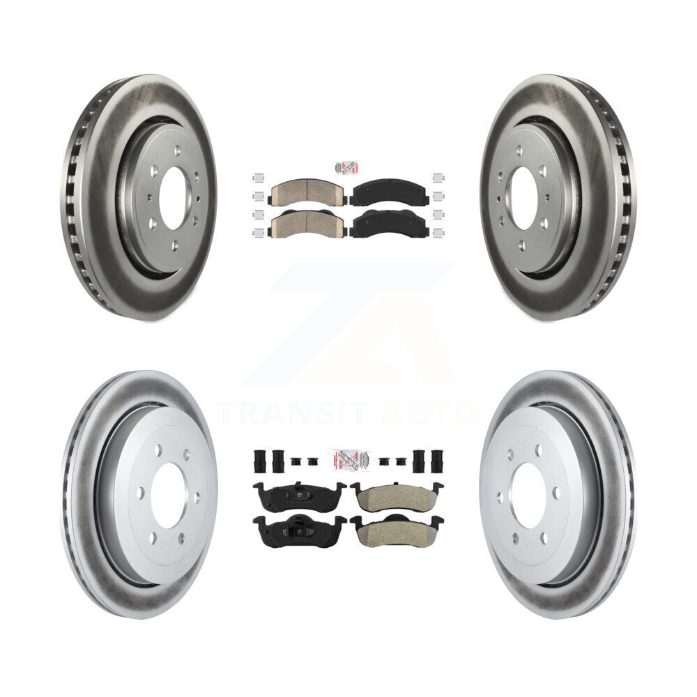 Front Ceramic Rear Semi-Metallic Pad & Coated Brake Rotor Kit For Ford Expedition Lincoln KGA-103249