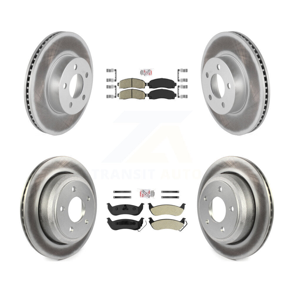 Front Ceramic Rear Semi-Metallic Pad & Coated Brake Rotor Kit For Ford Ranger Mazda B4000 KGA-103270