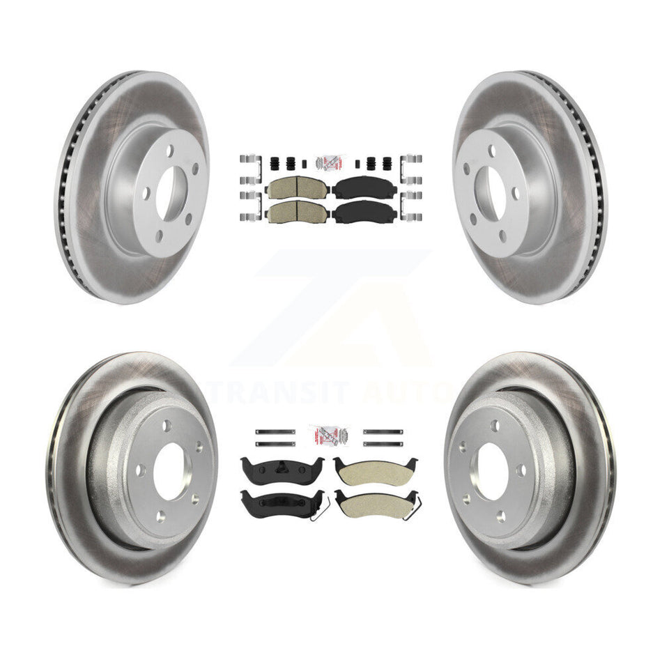 Front Ceramic Rear Semi-Metallic Pad & Coated Brake Rotor Kit For Ford Ranger Mazda B4000 KGA-103271
