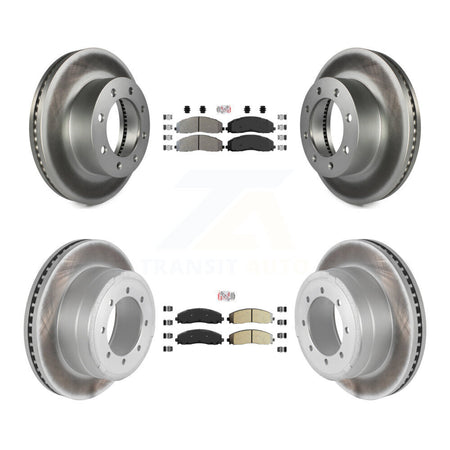 Front Rear Semi-Metallic Pad Coated Brake Rotor Kit For Ford F-350 Super Duty F-250 F-450 KGA-103278