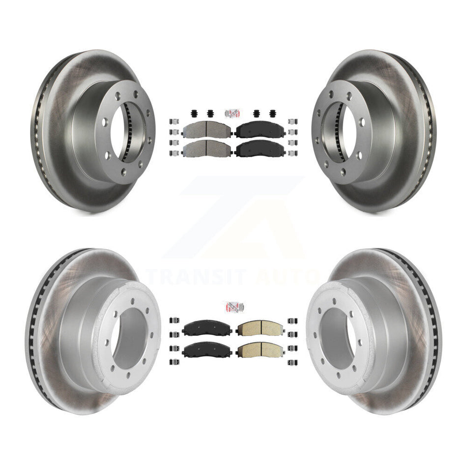 Front Rear Semi-Metallic Pad Coated Brake Rotor Kit For Ford F-350 Super Duty F-250 F-450 KGA-103278
