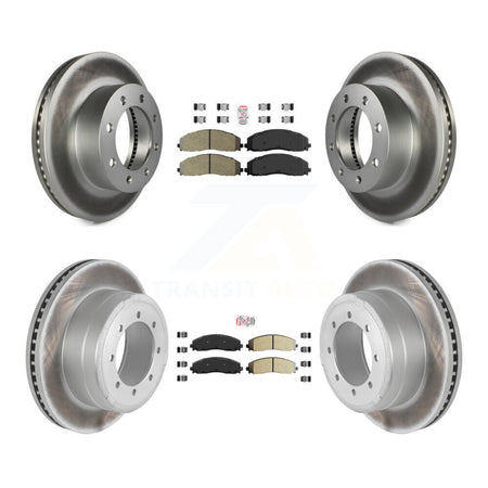 Front Rear Semi-Metallic Pad Coated Brake Rotor Kit For Ford F-350 Super Duty F-250 F-450 KGA-103279