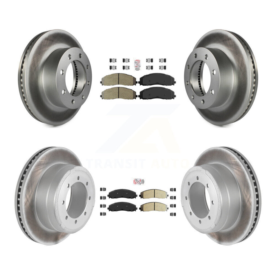Front Rear Semi-Metallic Pad Coated Brake Rotor Kit For Ford F-350 Super Duty F-250 F-450 KGA-103279