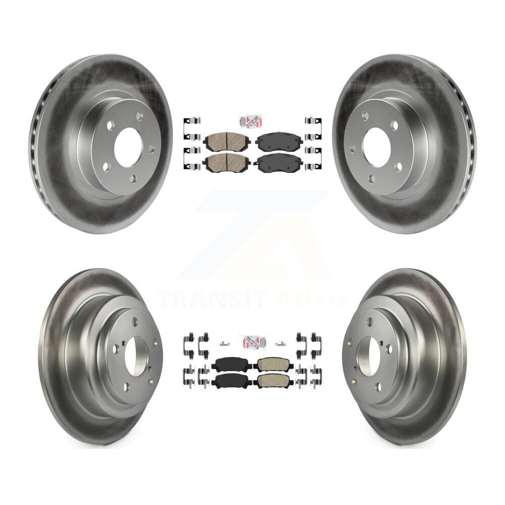Front Ceramic Rear Semi-Metallic Pads And Coated Disc Brake Rotors Kit For Subaru Impreza KGA-103304