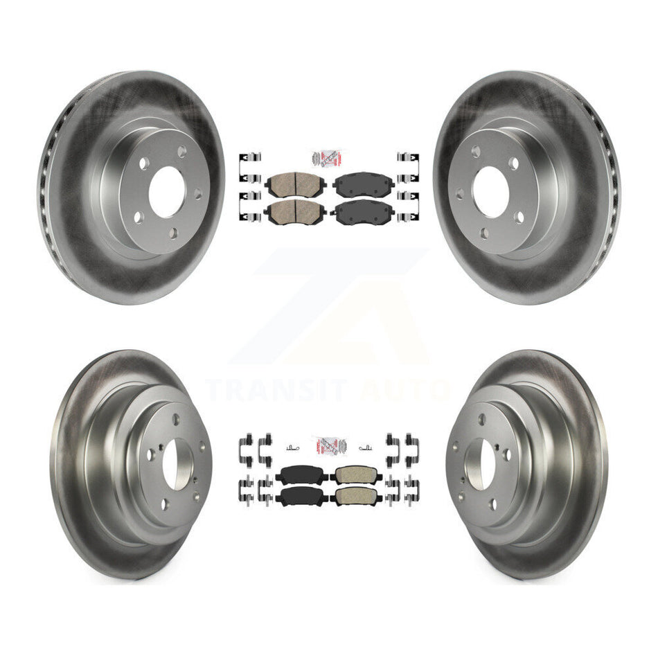 Front Ceramic Rear Semi-Metallic Pads And Coated Disc Brake Rotors Kit For Subaru Impreza KGA-103304