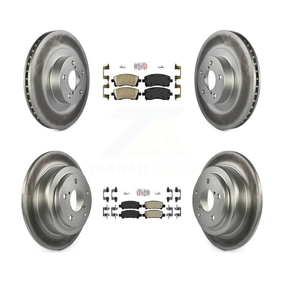 Front Ceramic Rear Semi-Metallic Pad & Coated Brake Rotor Kit For 2002 Subaru Impreza WRX KGA-103306