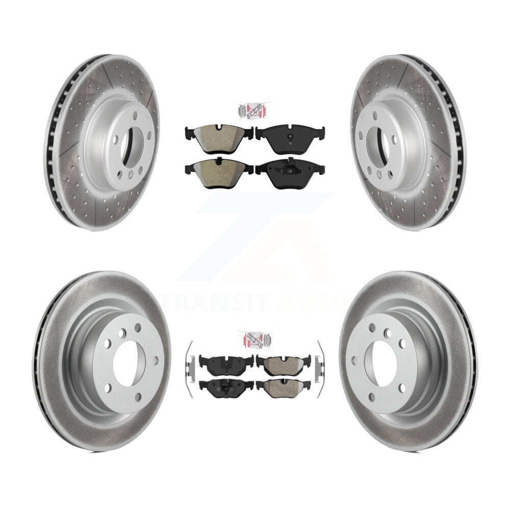 Front Rear Semi-Metallic Pad Coat Disc Brake Rotors Kit For 2013 BMW 328i Coupe with 3.0L KGA-103320