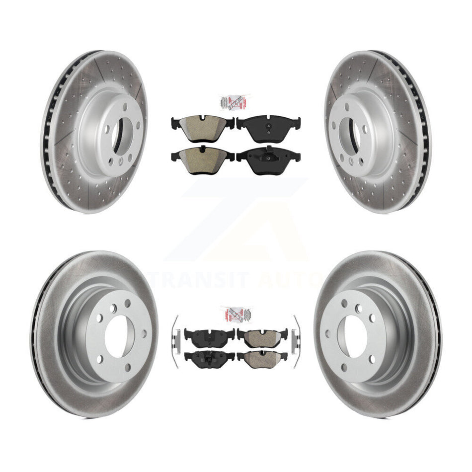 Front Rear Semi-Metallic Pad Coat Disc Brake Rotors Kit For 2013 BMW 328i Coupe with 3.0L KGA-103320
