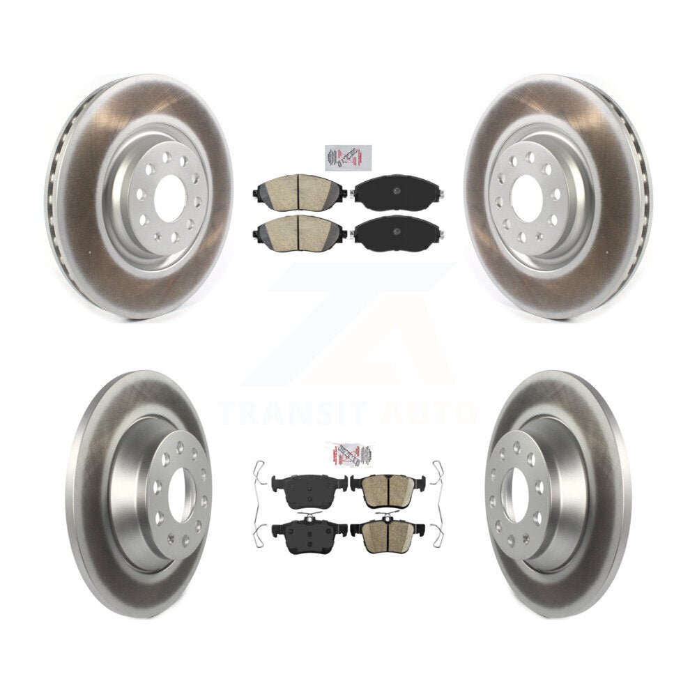 Front Rear Ceramic Pads And Coated Disc Brake Rotors Kit For Volkswagen Tiguan Jetta KGA-103351