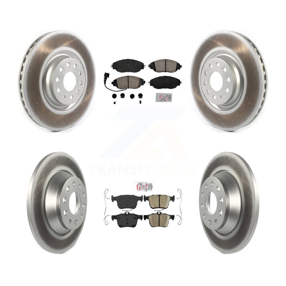 Front Rear Ceramic Pad & Coated Disc Brake Rotors Kit For 2019-2021 Volkswagen Jetta 2.0L KGA-103354