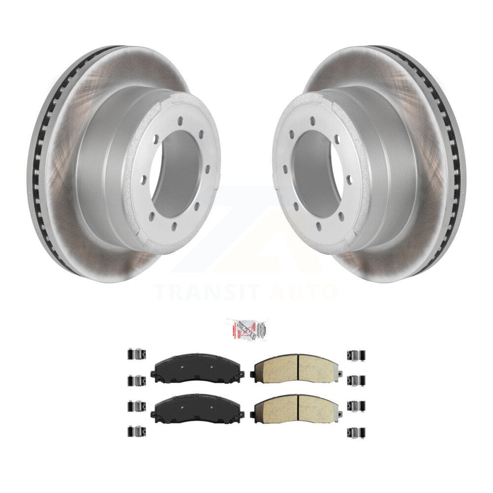 Rear Coated Disc Brake Rotors Semi-Metallic Pad Kit For Ford F-350 Super Duty F-250 F-450 KGA-103662