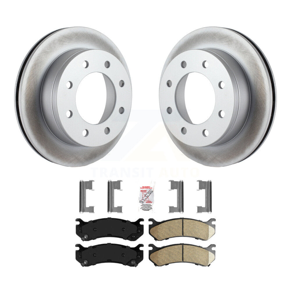 Rear Coated Brake Rotor Ceramic Pad Kit For Chevrolet GMC Sierra 2500 HD Silverado Hummer KGA-103767