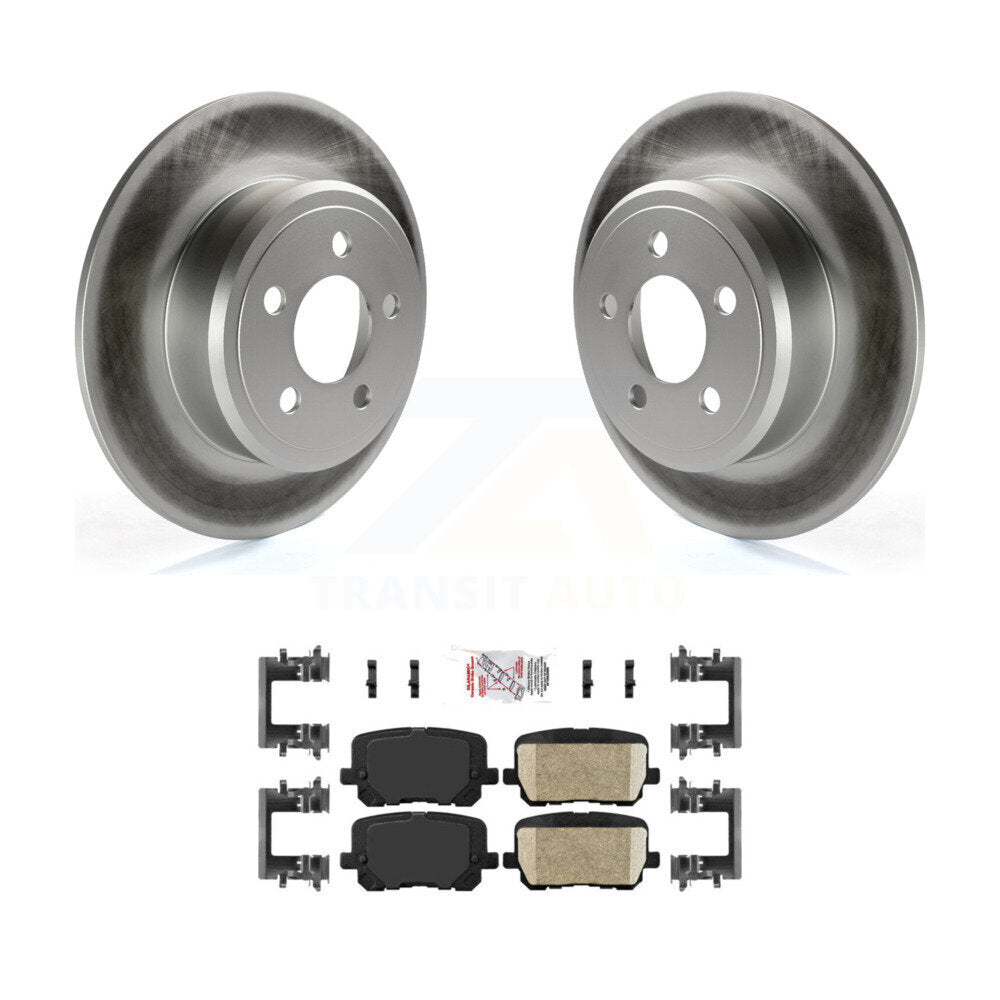 Rear Coated Brake Rotor Ceramic Pad Kit For 2014-2018 Dodge Charger Pursuit with RWD 3.6L KGA-103977
