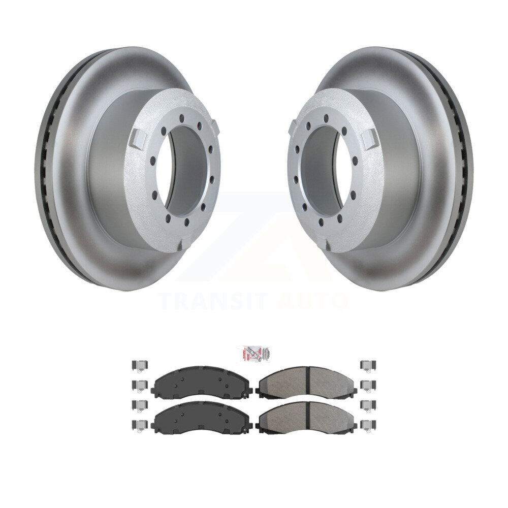 Rear Coated Disc Brake Rotors Semi-Metallic Pad Kit For Ford F-450 Super Duty F-550 F-600 KGA-103997