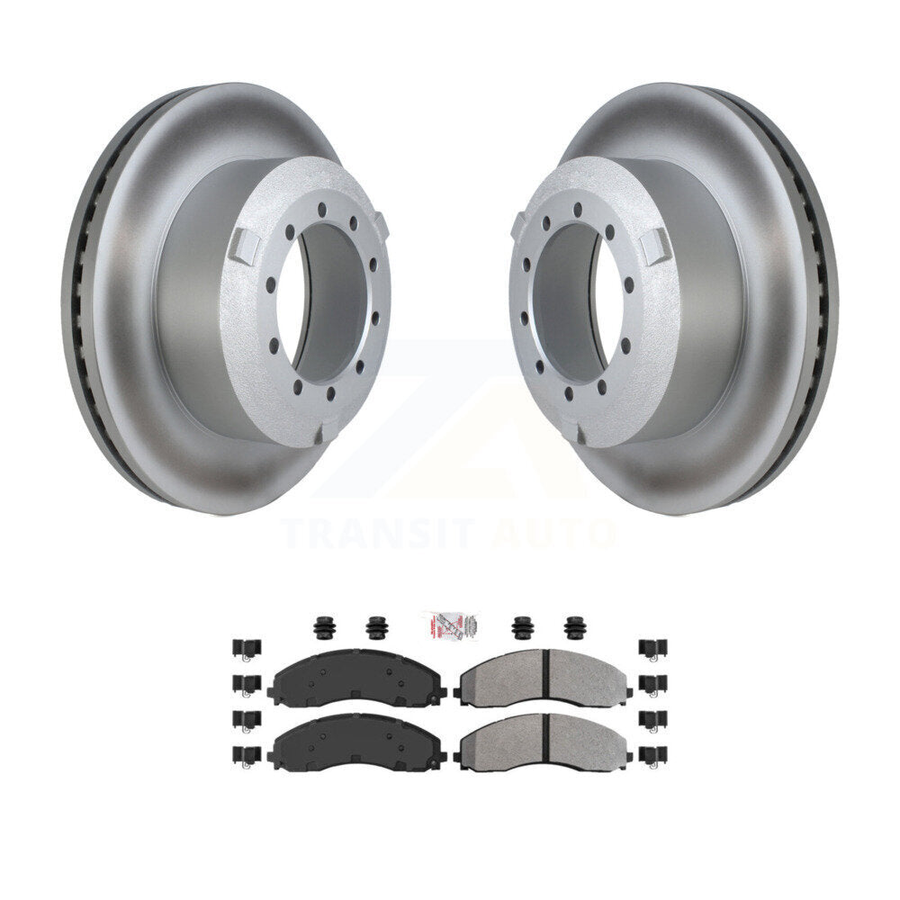 Rear Coated Disc Brake Rotors Semi-Metallic Pad Kit For Ford F-450 Super Duty F-550 F-600 KGA-103998