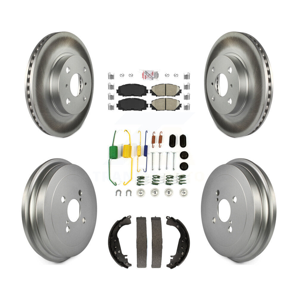 Front Rear Disc Brake Rotors Ceramic Pads And Coated Drum Kit (7Pc) For Toyota Yaris KGA-104179