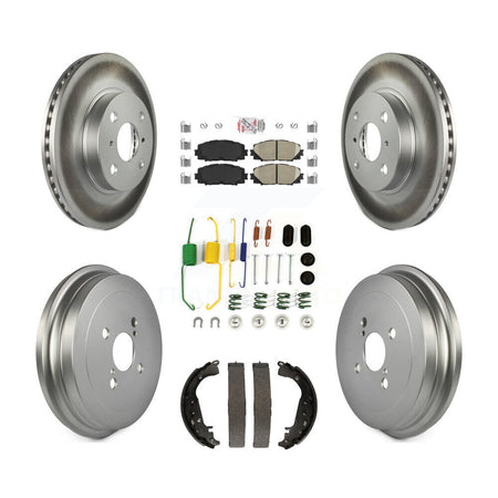 Front Rear Disc Brake Rotors Ceramic Pads And Coated Drum Kit (7Pc) For Toyota Yaris KGA-104179