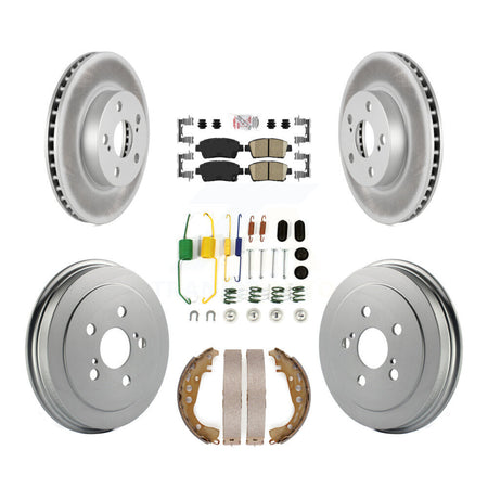 Front Rear Disc Brake Rotors Ceramic Pads And Coated Drum Kit (7Pc) For 2008 Toyota Prius KGA-104183