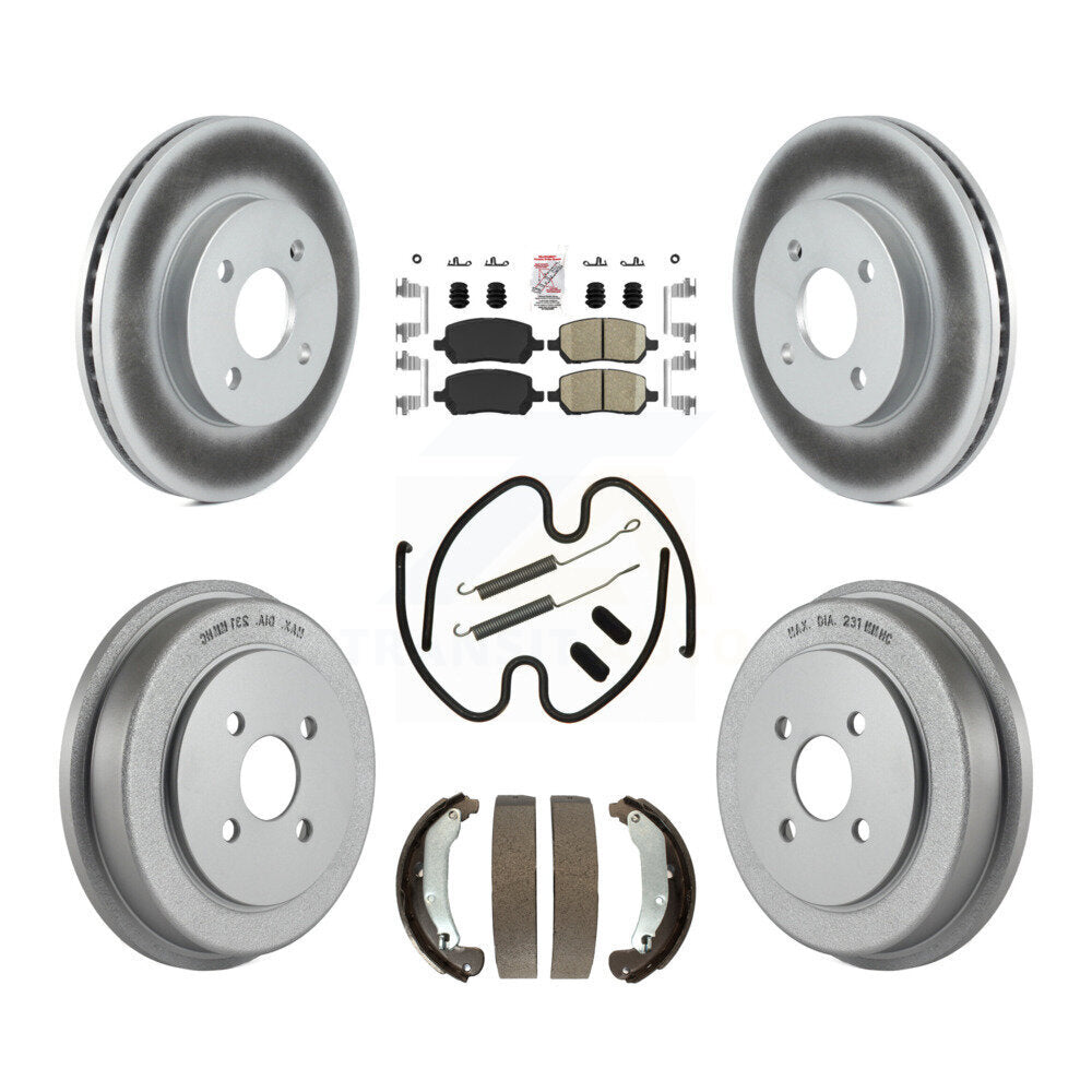 Front Rear Brake Rotor Ceramic Pad Coated Drum Kit (7Pc) For Pontiac Chevrolet Cobalt Ion KGA-104188