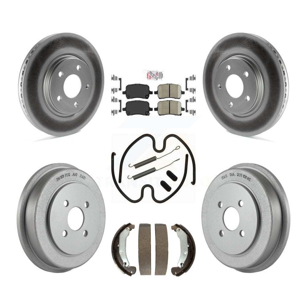 Front Rear Disc Brake Rotors Ceramic Pads And Coated Drum Kit (7Pc) For Pontiac Pursuit KGA-104193