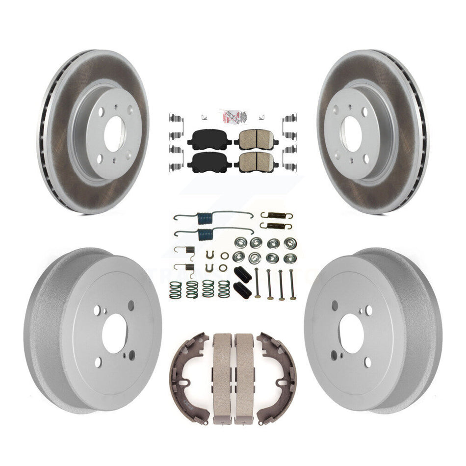 Front Rear Brake Rotor Ceramic Pad Coat Drum Kit (7Pc) For Toyota Corolla Chevrolet Prizm KGA-104202