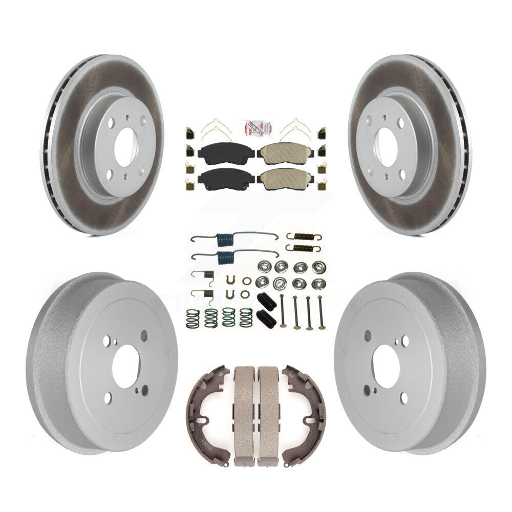 Front Rear Disc Brake Rotors Ceramic Pad Coat Drum Kit (7Pc) For Toyota Corolla Geo Prizm KGA-104203
