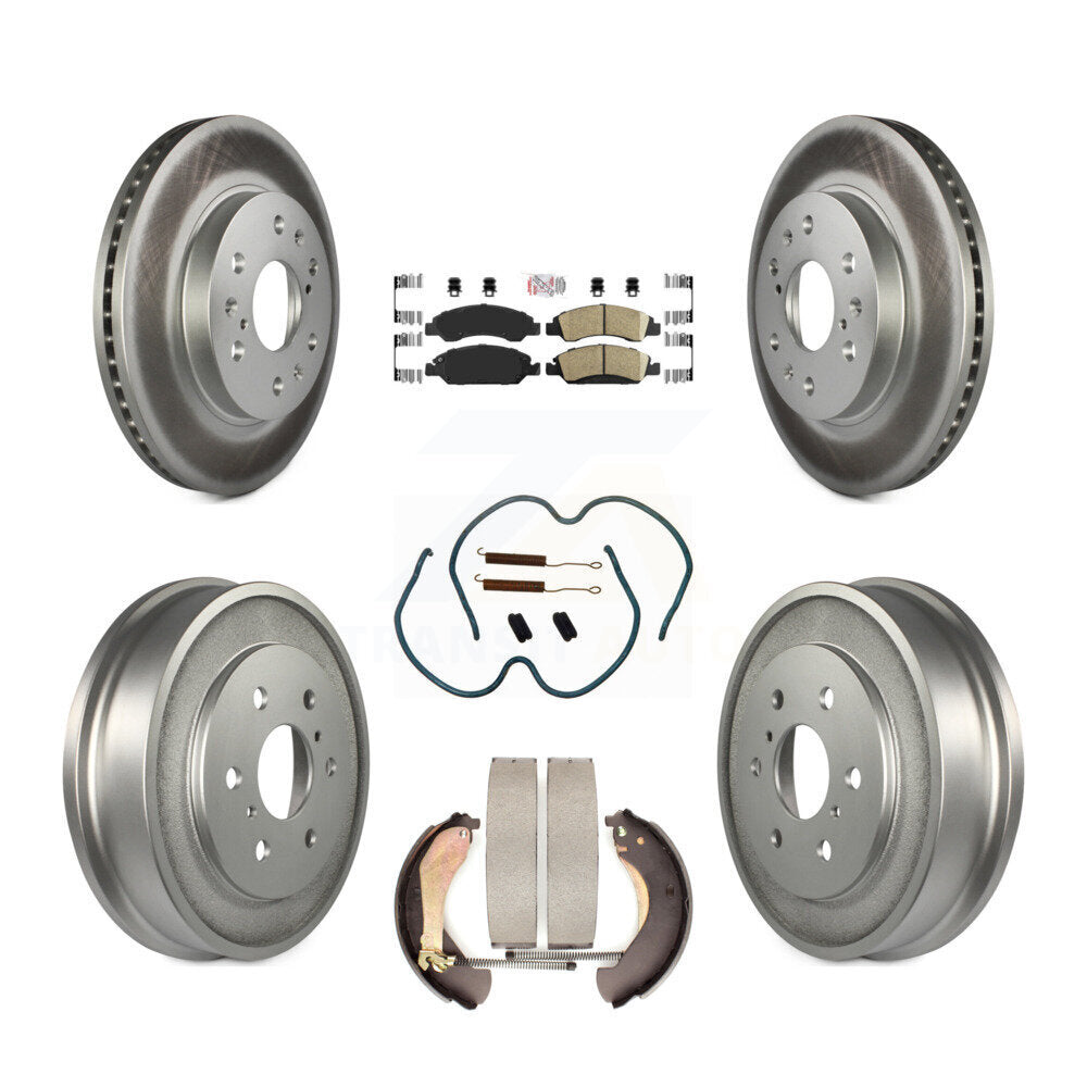 Front Rear Brake Rotor Ceramic Pad Coated Drum Kit (7Pc) For Chevrolet GMC Silverado 1500 KGA-104208