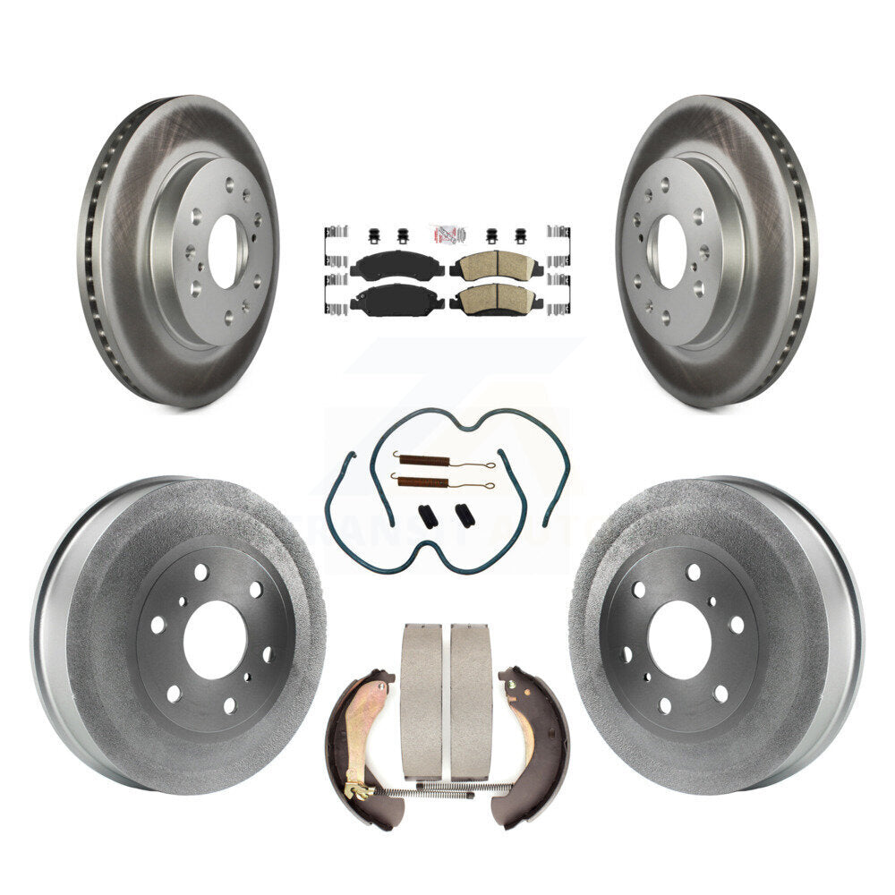 Front Rear Brake Rotor Ceramic Pad Coated Drum Kit (7Pc) For Chevrolet Silverado 1500 GMC KGA-104211