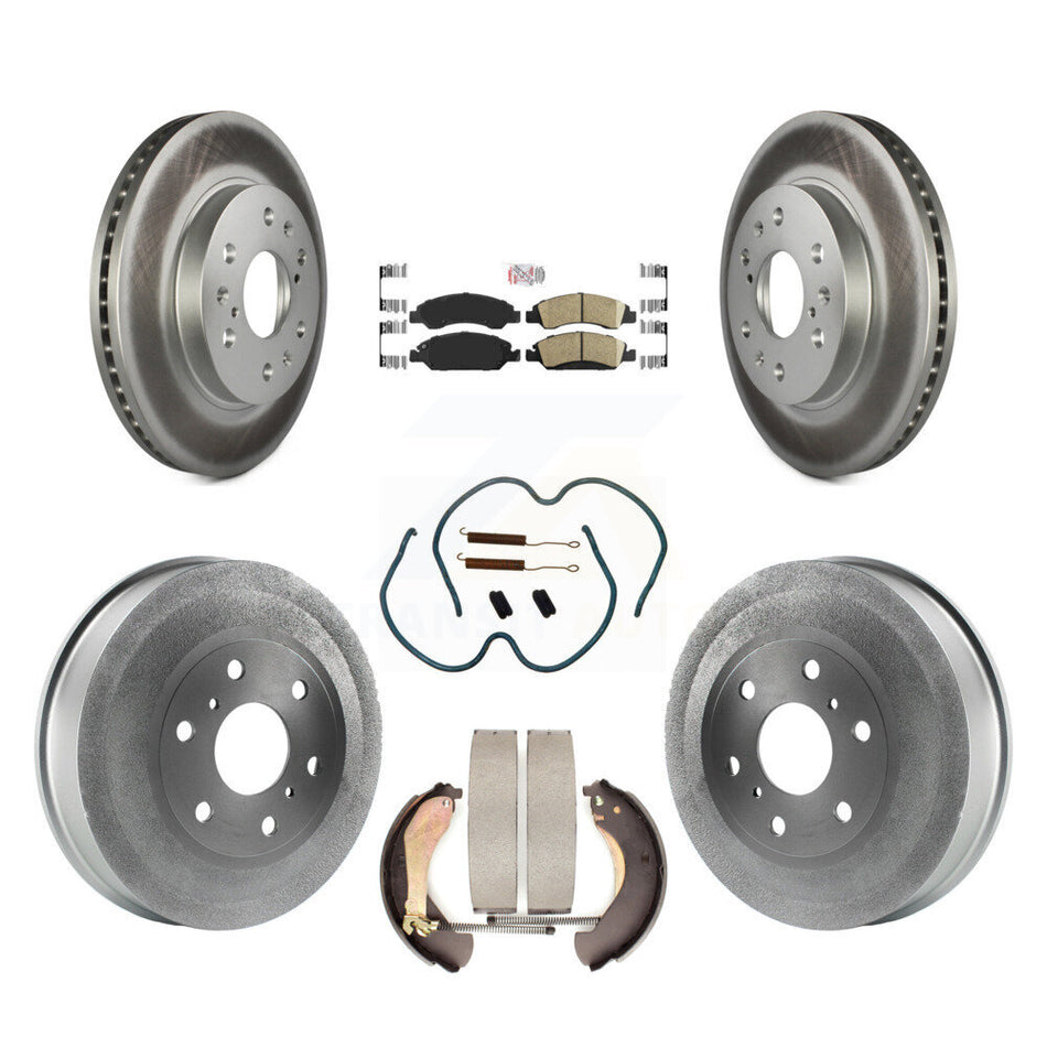 Front Rear Brake Rotor Ceramic Pad Coated Drum Kit (7Pc) For Chevrolet Silverado 1500 GMC KGA-104213