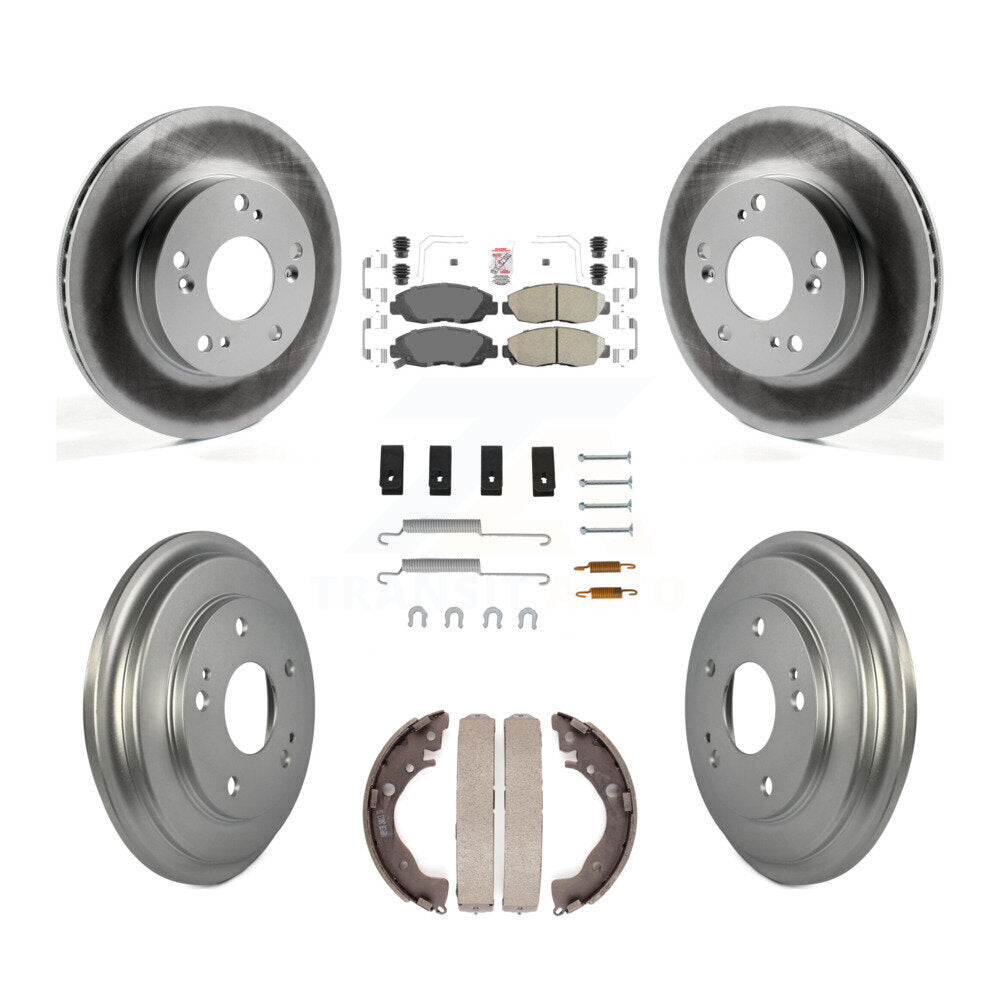 Front Rear Disc Brake Rotors Ceramic Pads And Coated Drum Kit (7Pc) For Honda Civic KGA-104218