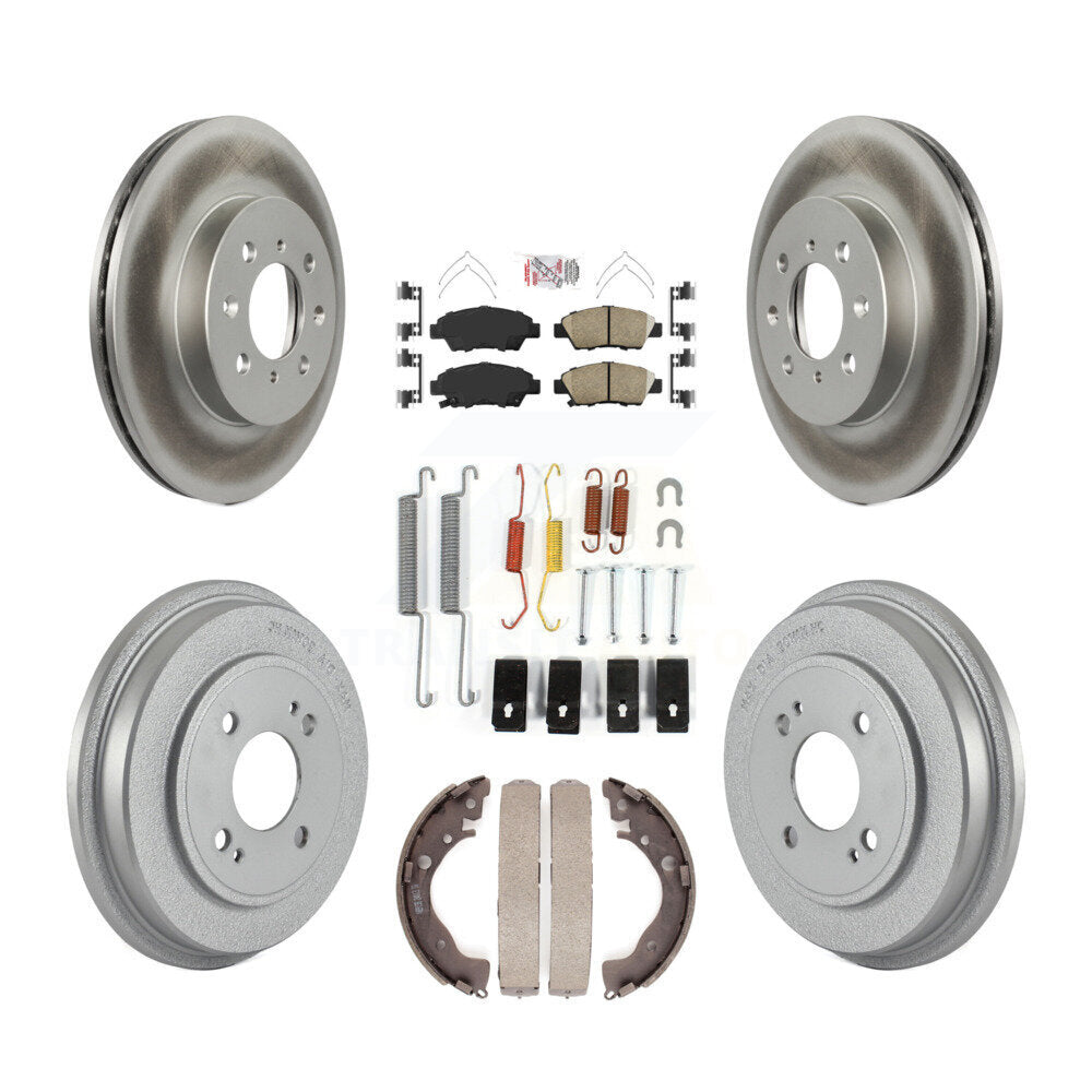 Front Rear Disc Brake Rotors Ceramic Pads And Coated Drum Kit (7Pc) For Honda Fit KGA-104219