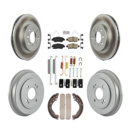 Front Rear Disc Brake Rotors Ceramic Pads And Coated Drum Kit (7Pc) For Honda Fit KGA-104219