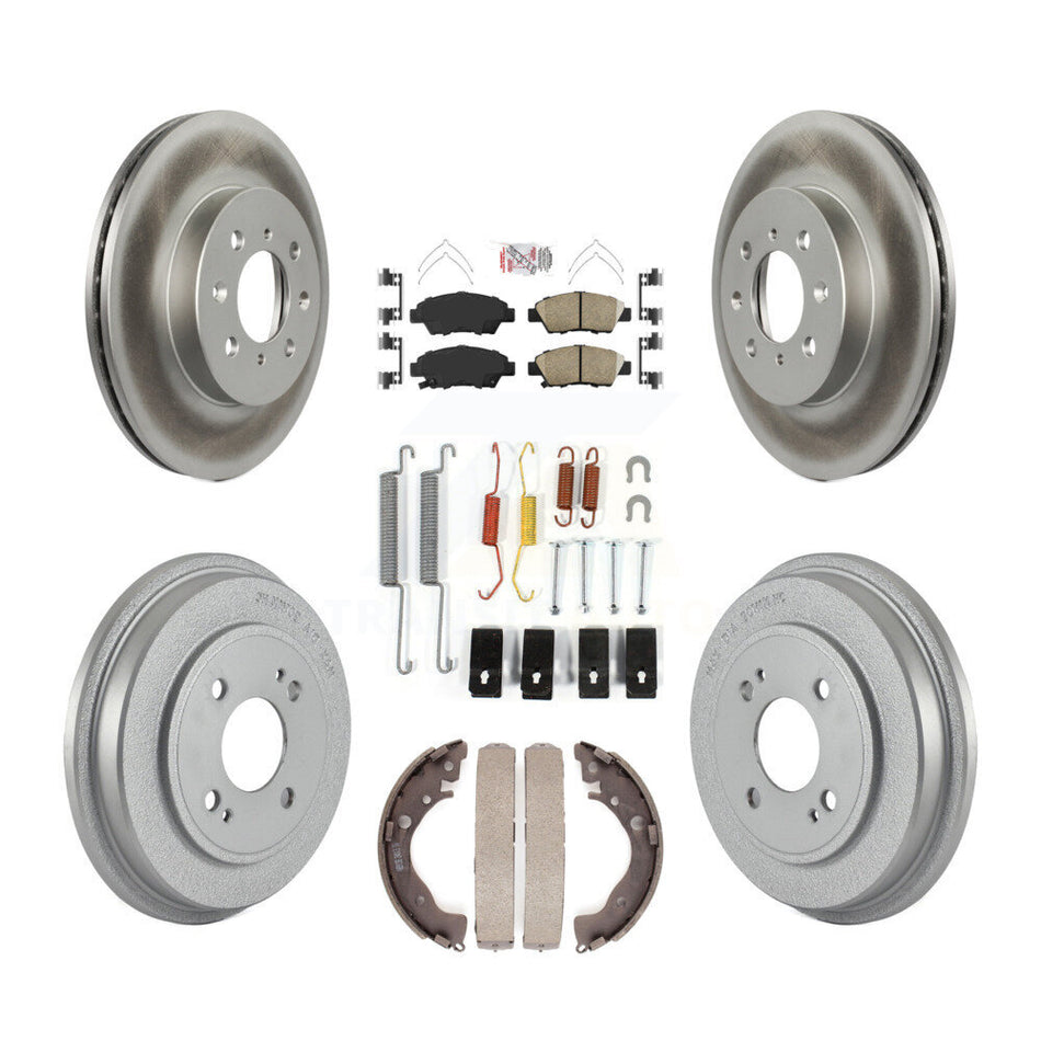 Front Rear Disc Brake Rotors Ceramic Pads And Coated Drum Kit (7Pc) For Honda Fit KGA-104219