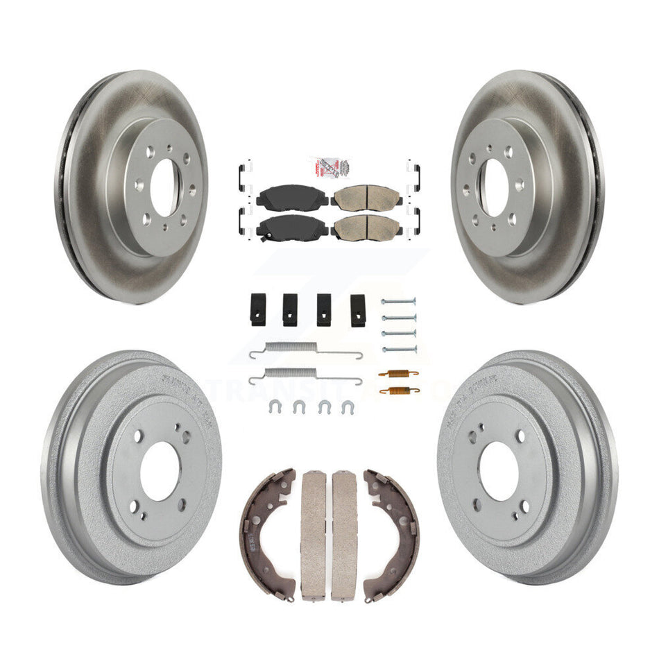 Front Rear Disc Brake Rotors Ceramic Pads And Coated Drum Kit (7Pc) For Honda Insight KGA-104221