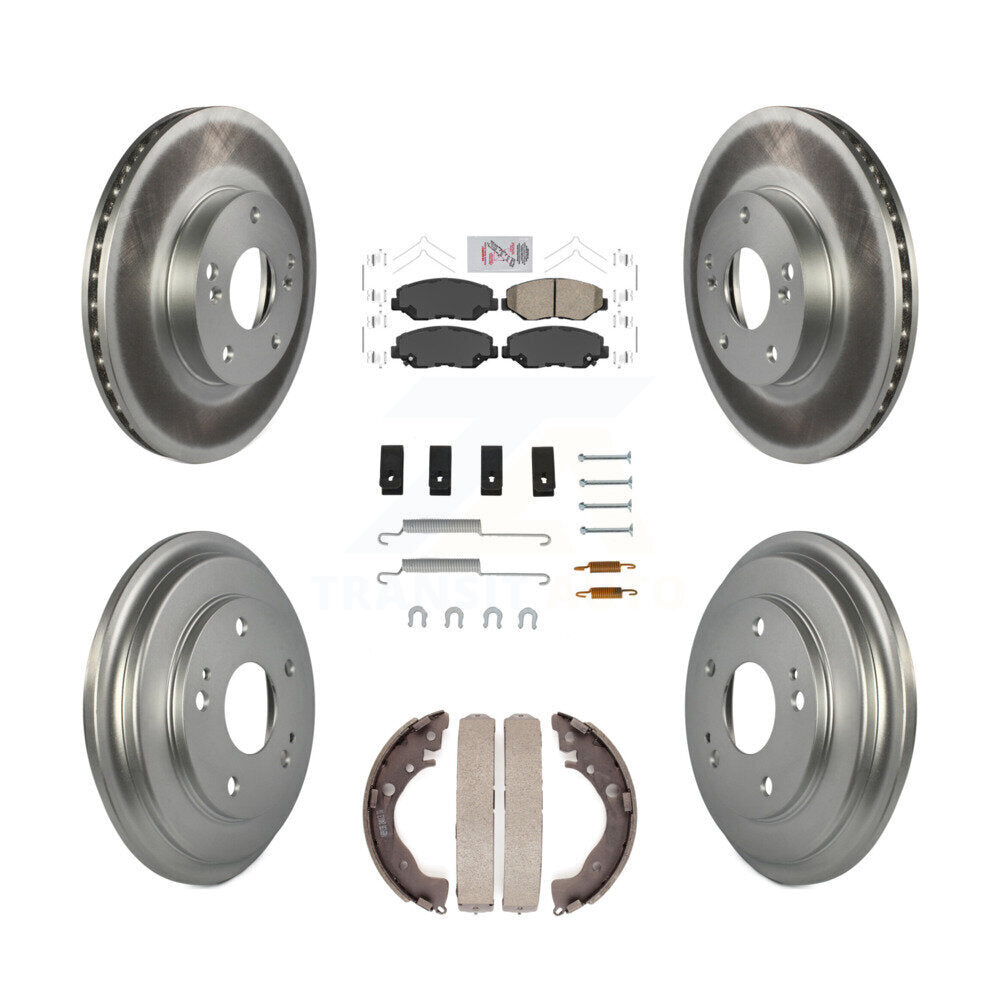 Front Rear Disc Brake Rotors Ceramic Pads And Coated Drum Kit (7Pc) For Honda Civic KGA-104222