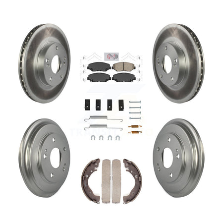 Front Rear Disc Brake Rotors Ceramic Pads And Coated Drum Kit (7Pc) For Honda Civic KGA-104222