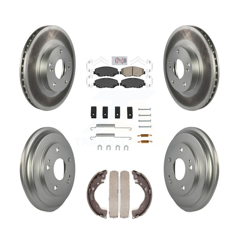 Front Rear Disc Brake Rotors Ceramic Pads And Coated Drum Kit (7Pc) For Honda Civic KGA-104222