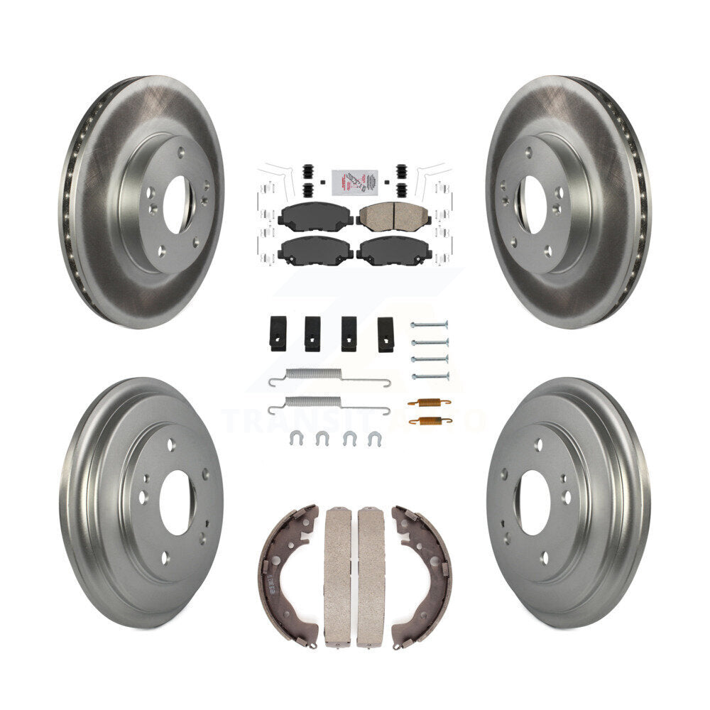 Front Rear Disc Brake Rotors Ceramic Pads And Coated Drum Kit (7Pc) For Honda Civic KGA-104223