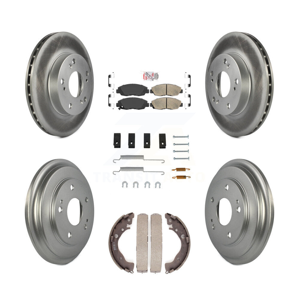 Front Rear Disc Brake Rotors Ceramic Pads And Coated Drum Kit (7Pc) For Honda Civic KGA-104225