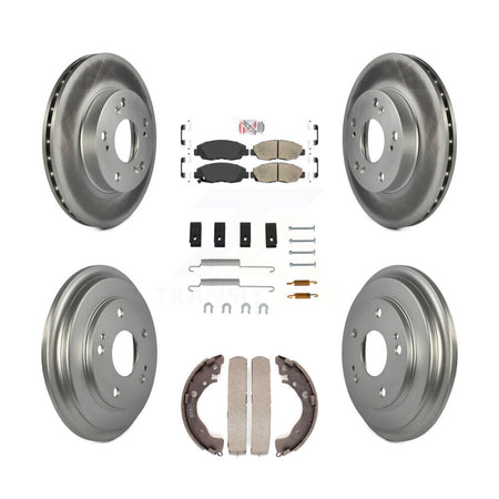 Front Rear Disc Brake Rotors Ceramic Pads And Coated Drum Kit (7Pc) For Honda Civic KGA-104225
