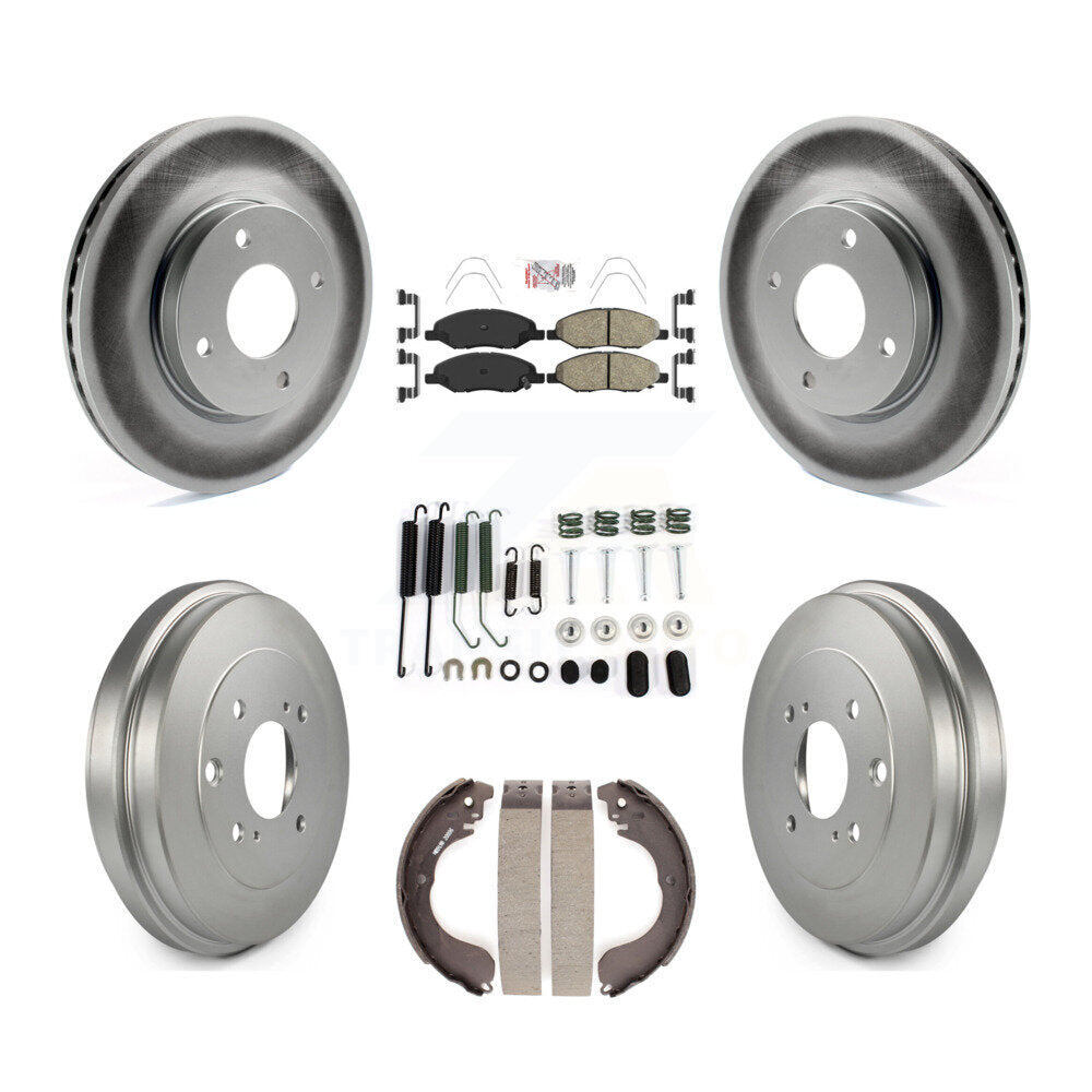 Front Rear Brake Rotors Ceramic Pad Coat Drum Kit (7Pc) For 2008 Nissan Versa 4-Wheel ABS KGA-104226