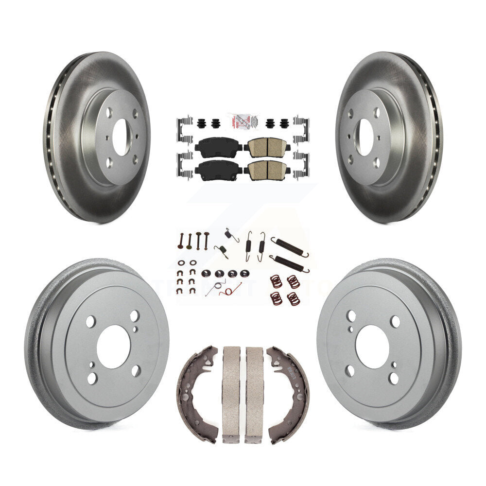 Front Rear Disc Brake Rotor Ceramic Pad & Coated Drum Kit (7Pc) For 2001-2005 Toyota Echo KGA-104232