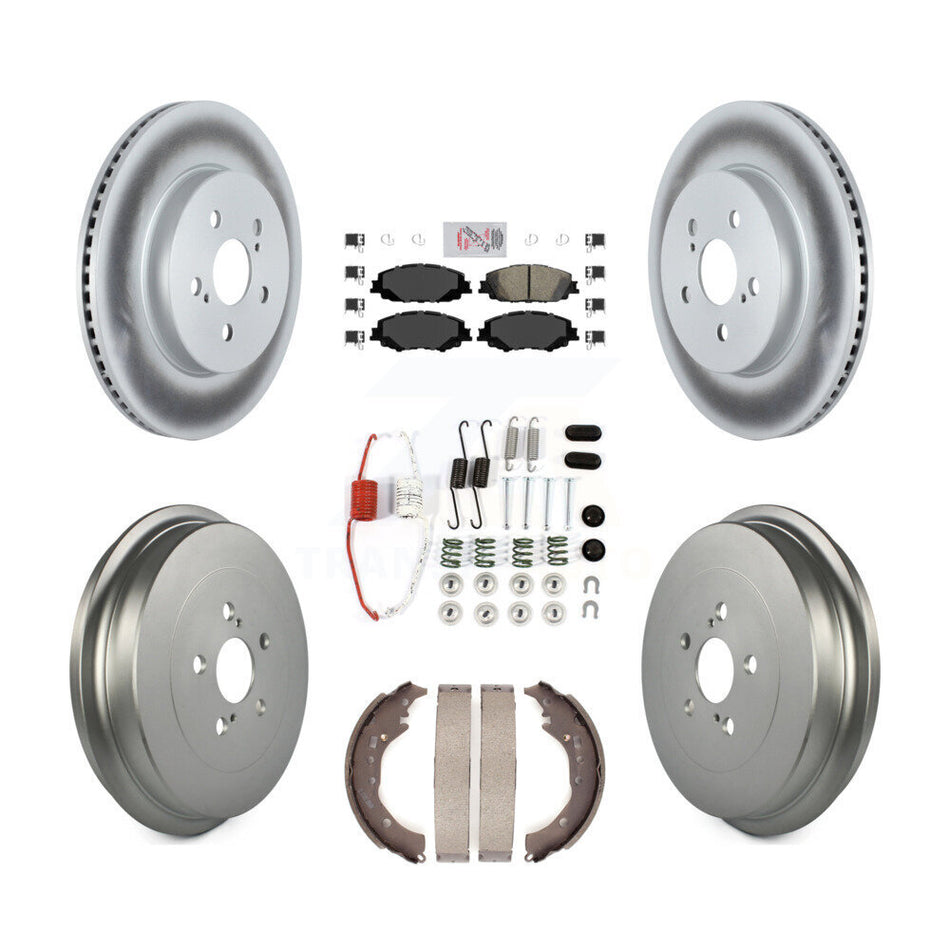 Front Rear Disc Brake Rotors Ceramic Pad Coat Drum Kit (7Pc) For 2019 Toyota Corolla 2.0L KGA-104237