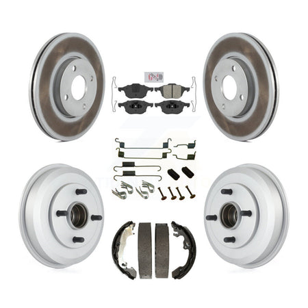 Front Rear Disc Brake Rotors Semi-Metallic Pads And Coated Drum Kit (7Pc) For Ford Focus KGA-104241