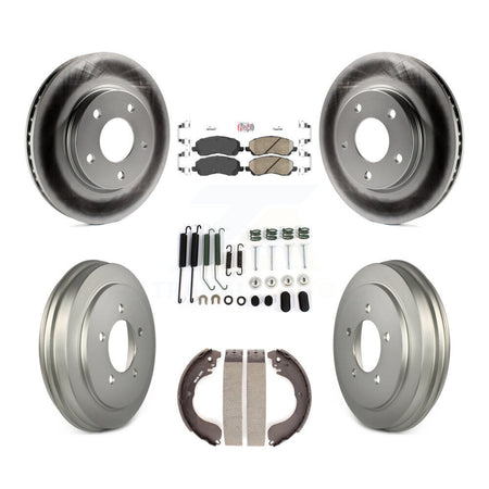 Front Rear Disc Brake Rotors Ceramic Pads And Coated Drum Kit (7Pc) For Dodge Caliber KGA-104244